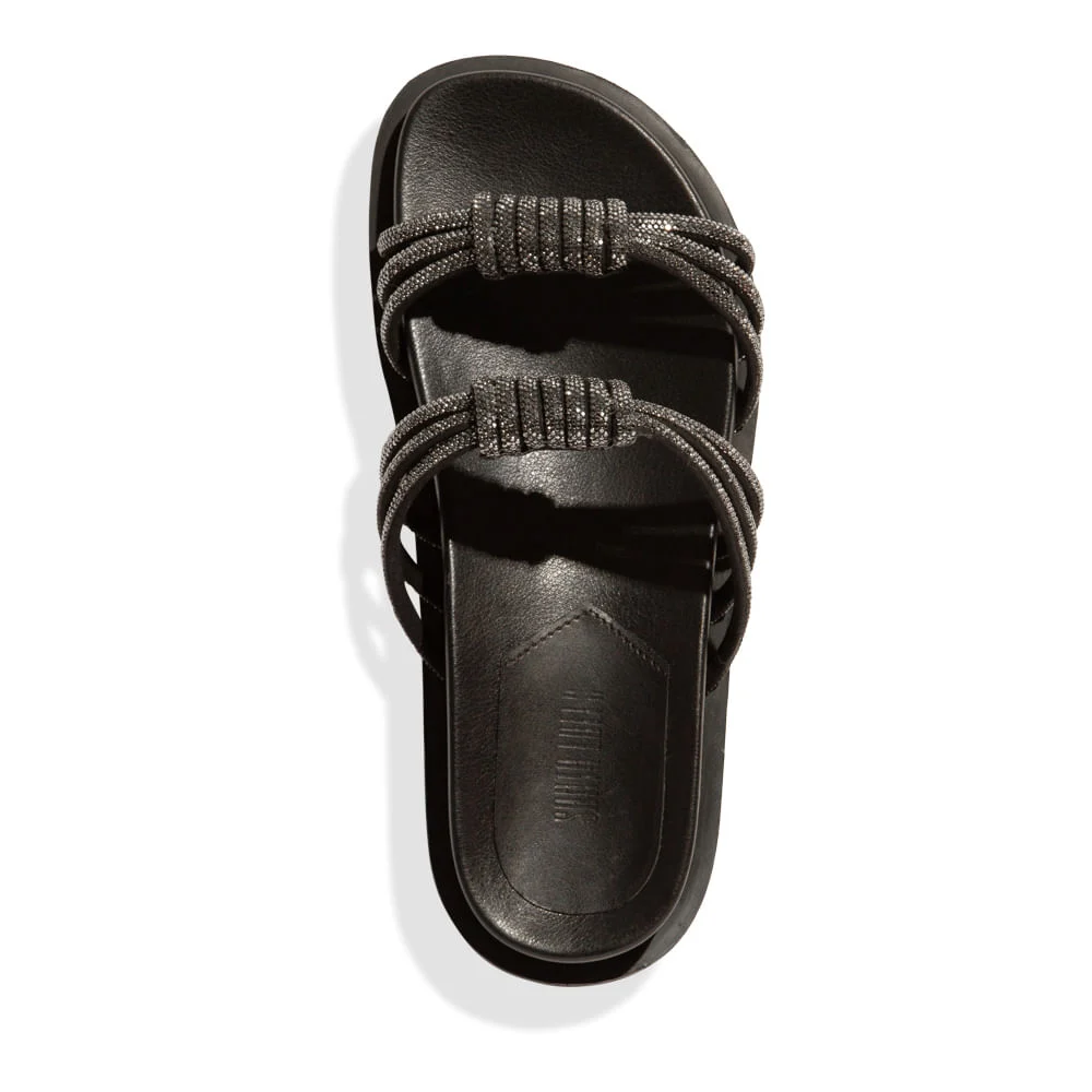 Papete Couro Confort Preto Strass - vista 3 de 5