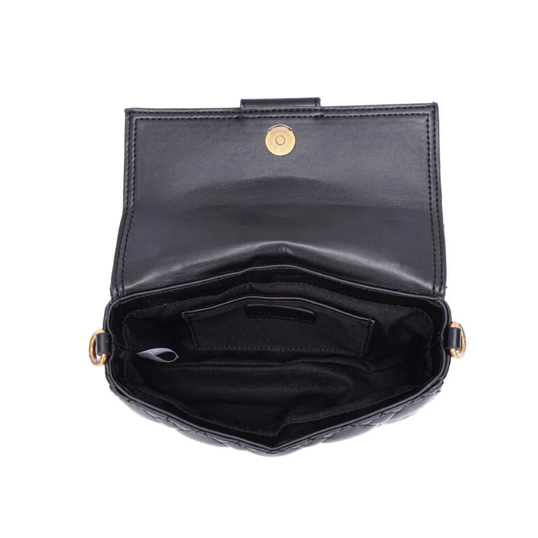 Bolsa Pequena Matelassê Material Atanado Preta Duas Alças - vista 6 de 7