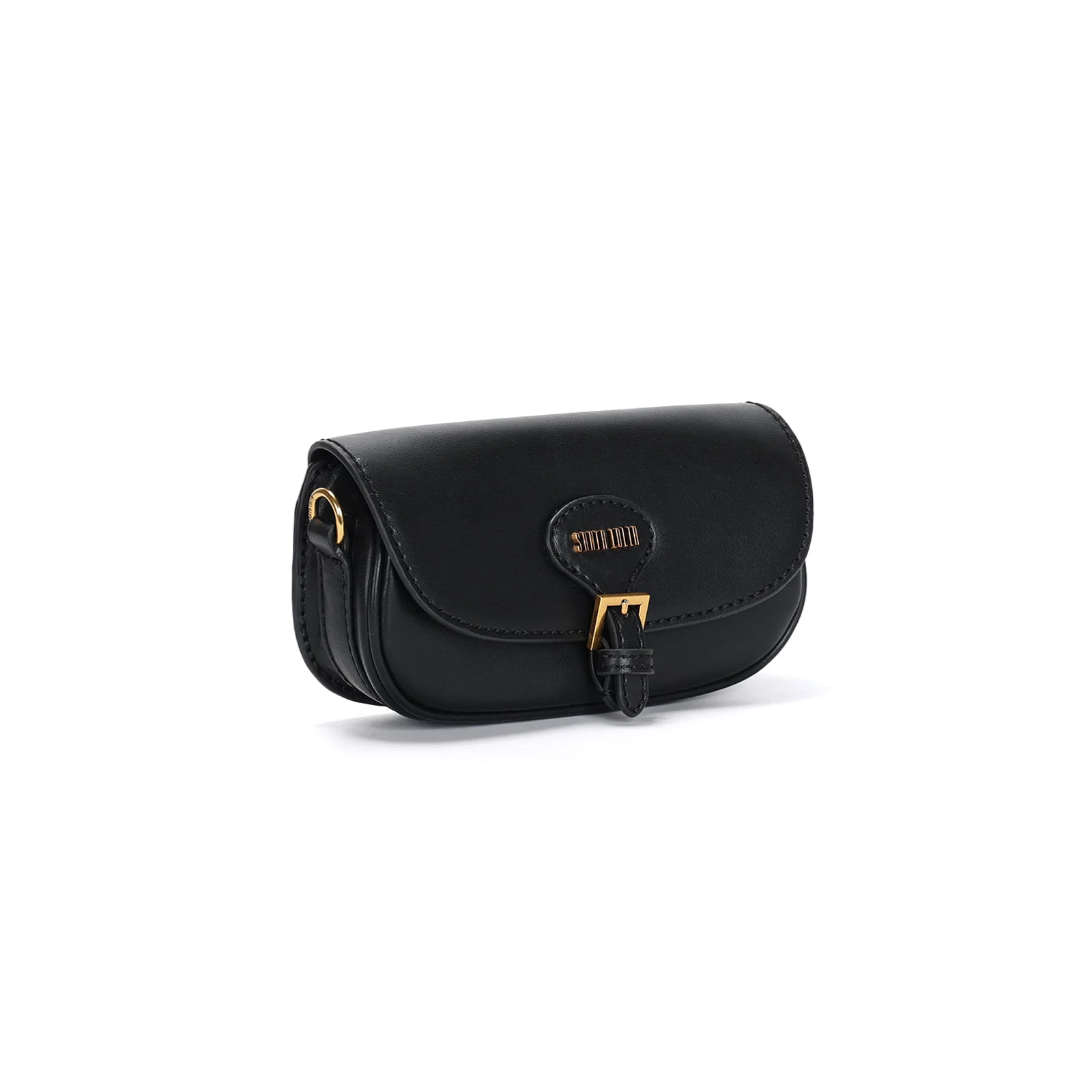 Bolsa Pequena Material Atanado Preta Alça Transversal - vista 2 de 3