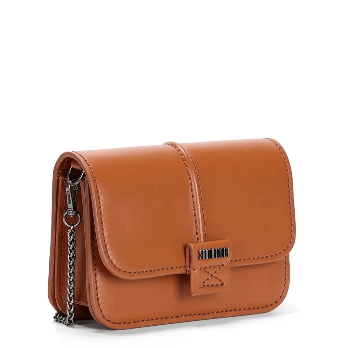 Bolsa Pequena Material Soft Marrom Canela Alça Dupla - vista 3 de 5
