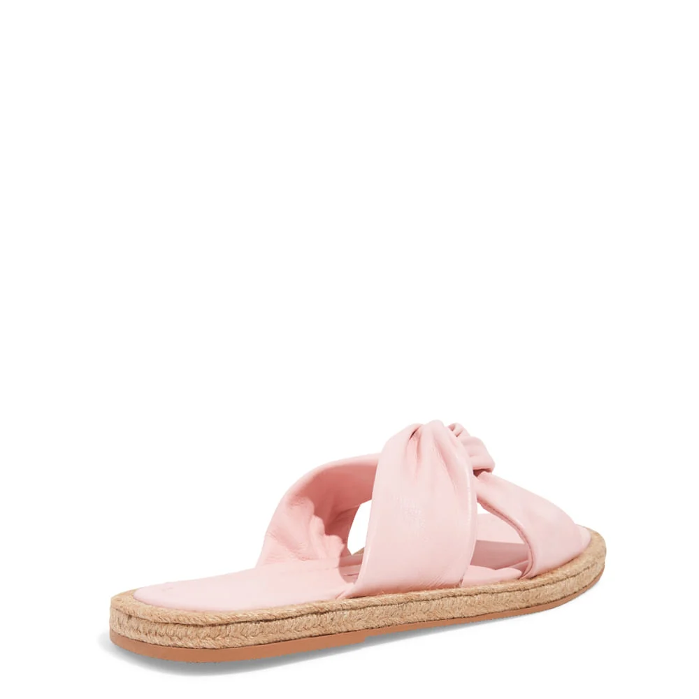Rasteira Espadrille Couro Nobre Rosa Bico Quadrado - vista 3 de 4