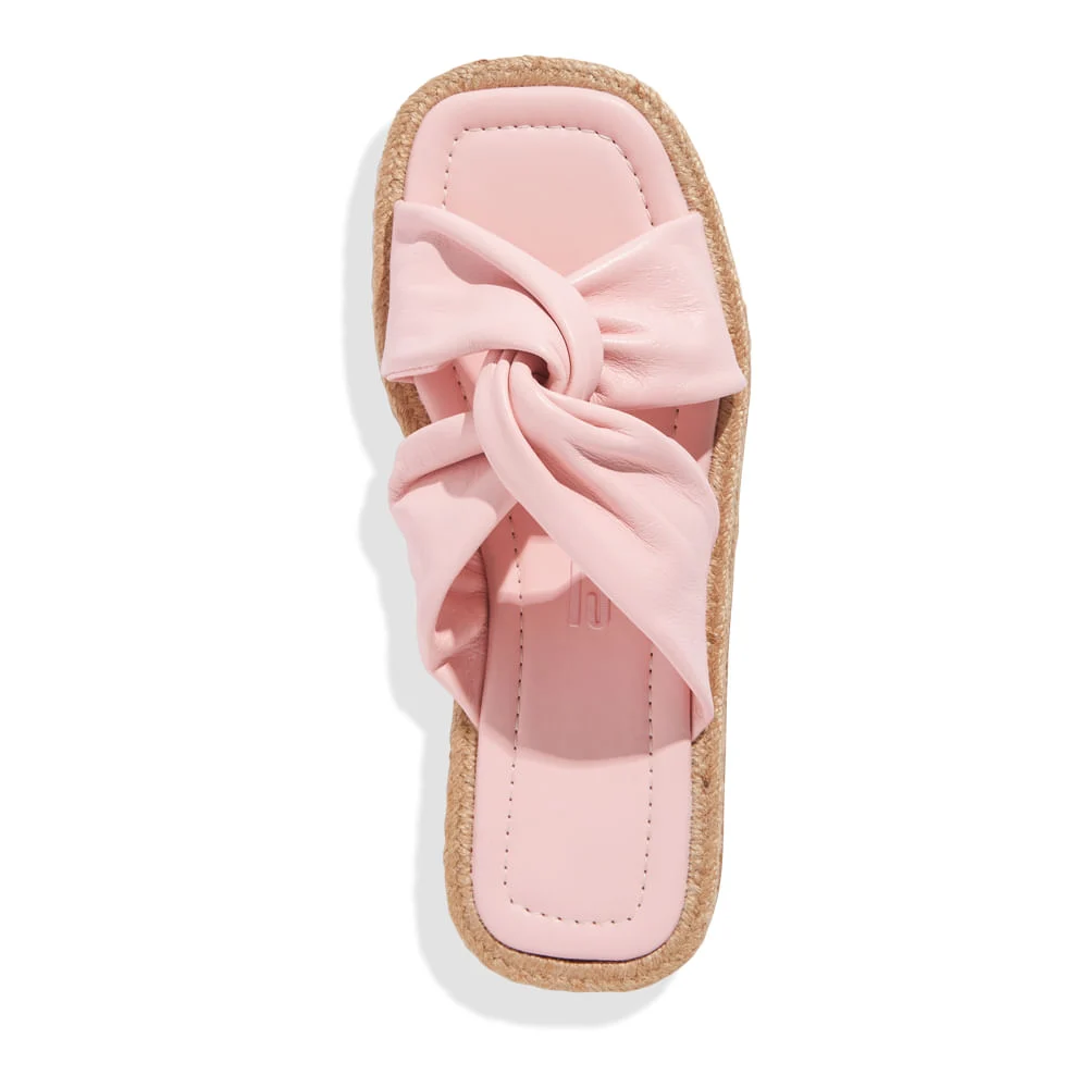 Rasteira Espadrille Couro Nobre Rosa Bico Quadrado - vista 4 de 4