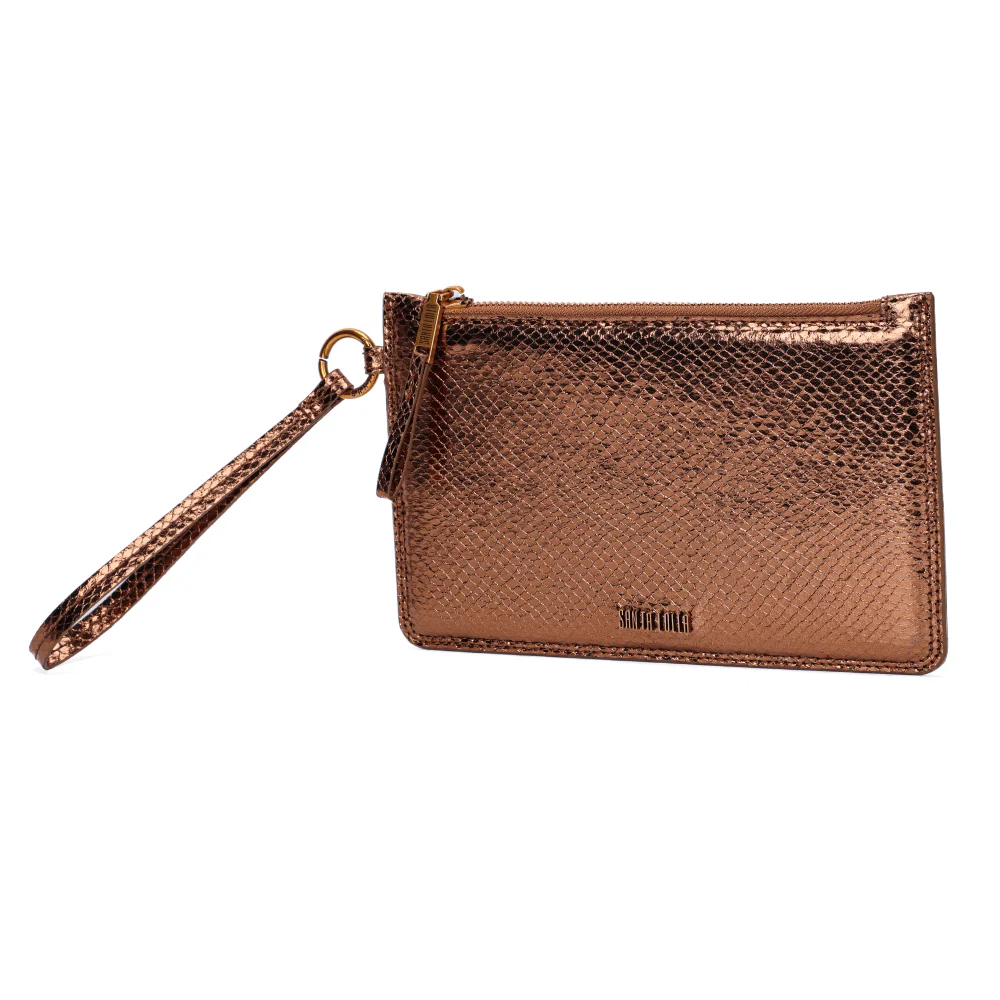 Clutch Cobre Metalizada Alça De Mão - vista 3 de 7
