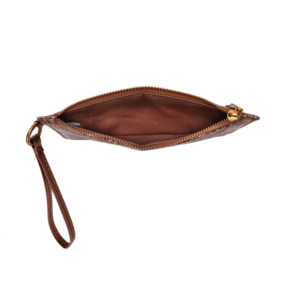 Clutch Cobre Metalizada Alça De Mão - vista 7 de 7