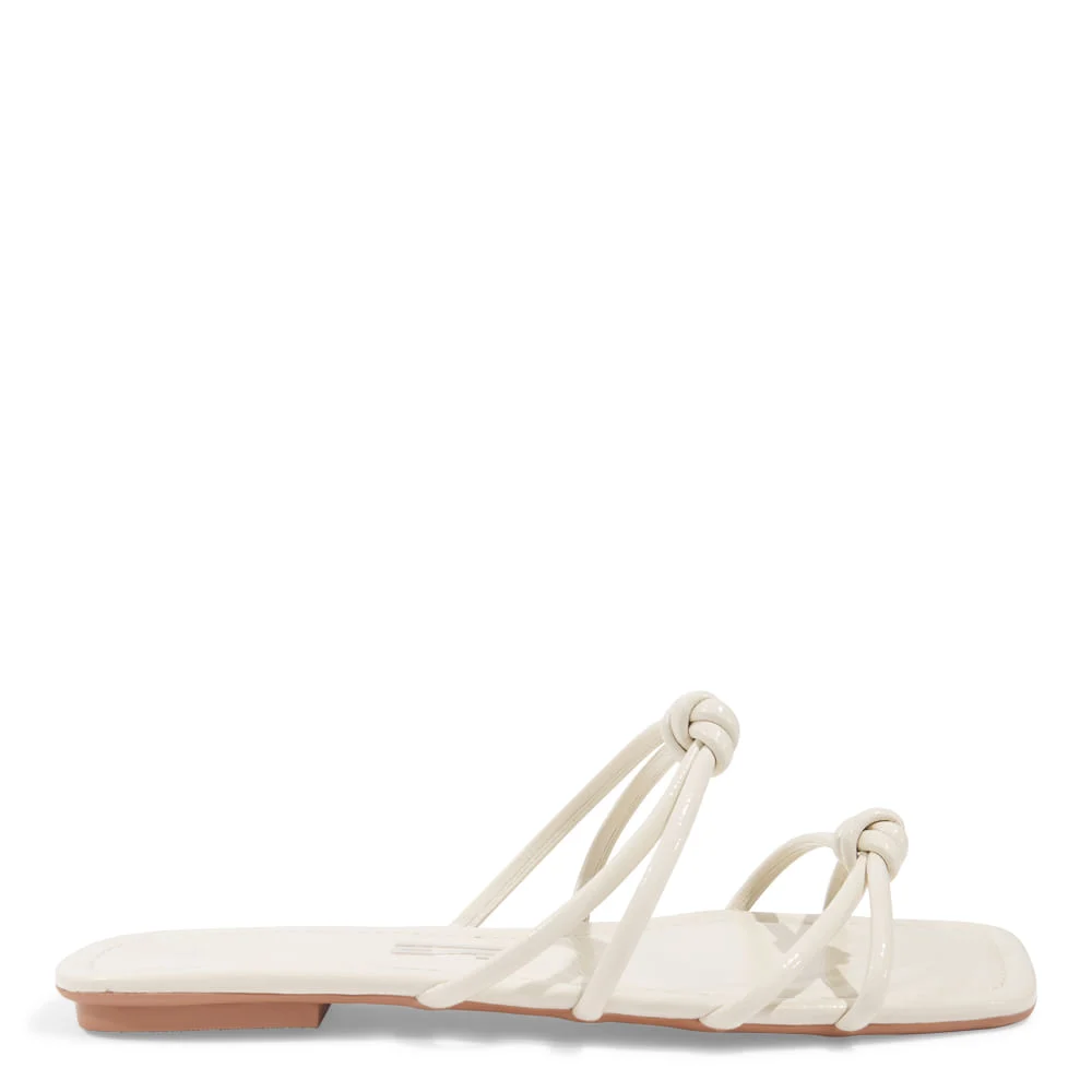 Rasteira Verniz Glossy Bico Quadrado Off White - vista 1 de 4