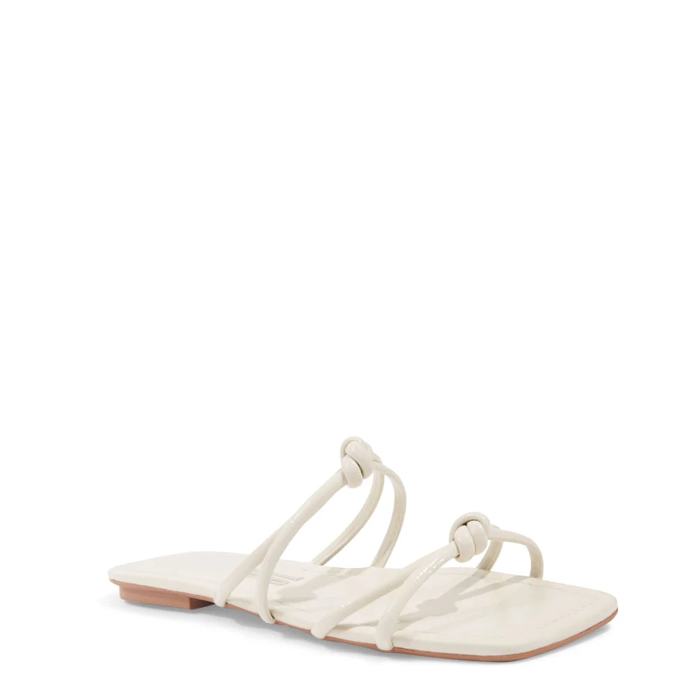Rasteira Verniz Glossy Bico Quadrado Off White - vista 2 de 4
