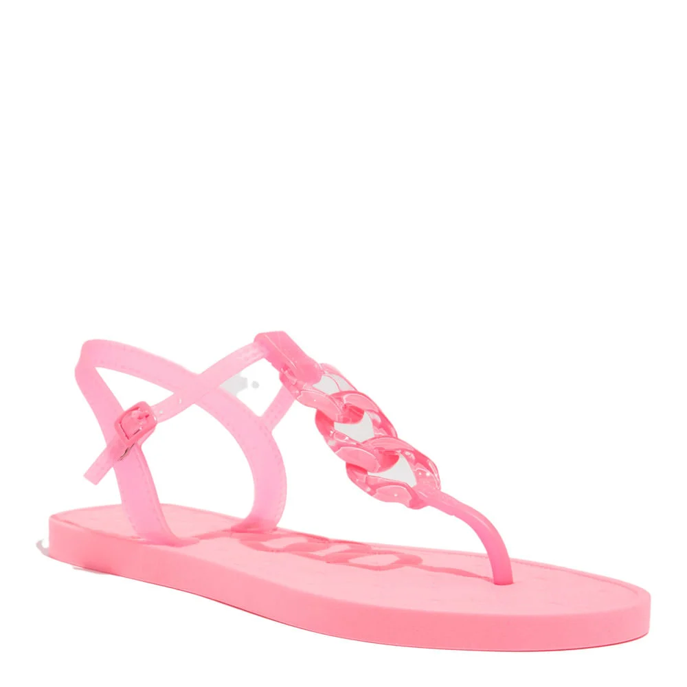 Rasteira Borracha Tiras Finas Rosa - vista 3 de 4