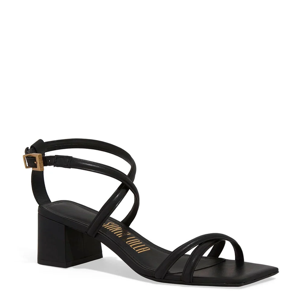 Sandália Couro Pelica Soft Bico Quadrado Preto - vista 2 de 3