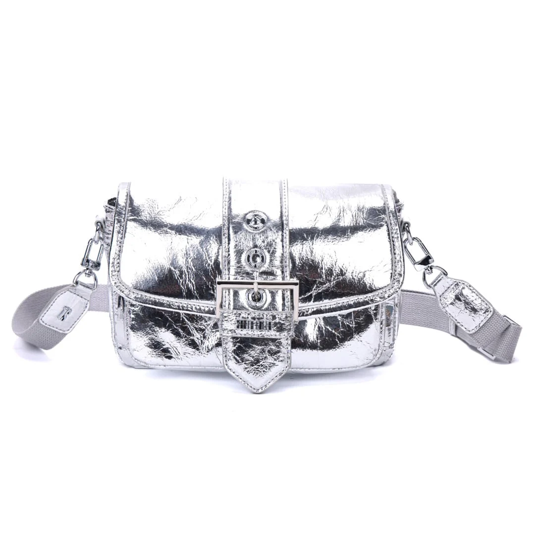 Bolsa Nylon Prata Metalizado Alça Gorgurão - vista 3 de 8