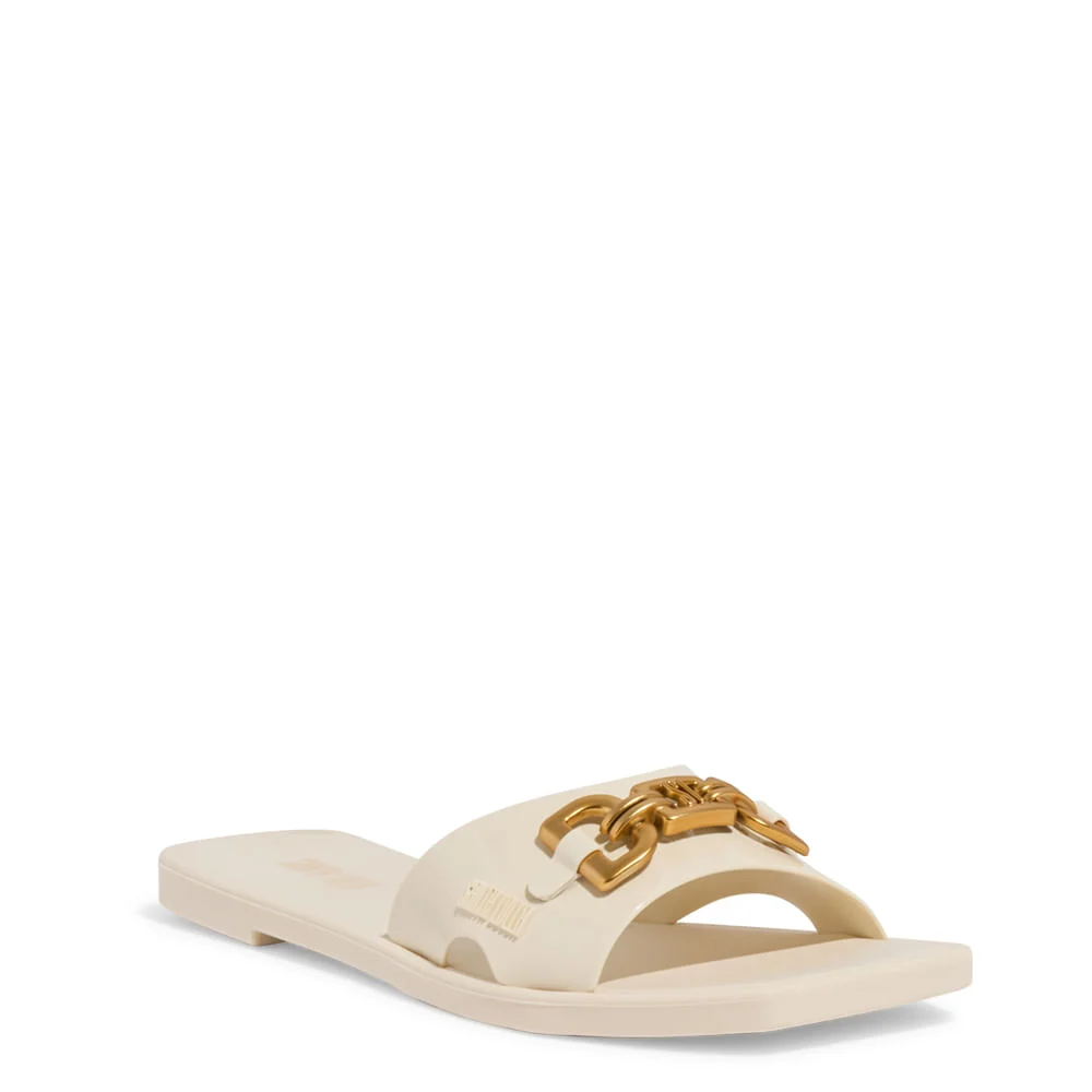 Rasteira Borracha Off White Bico Quadrado - vista 2 de 4