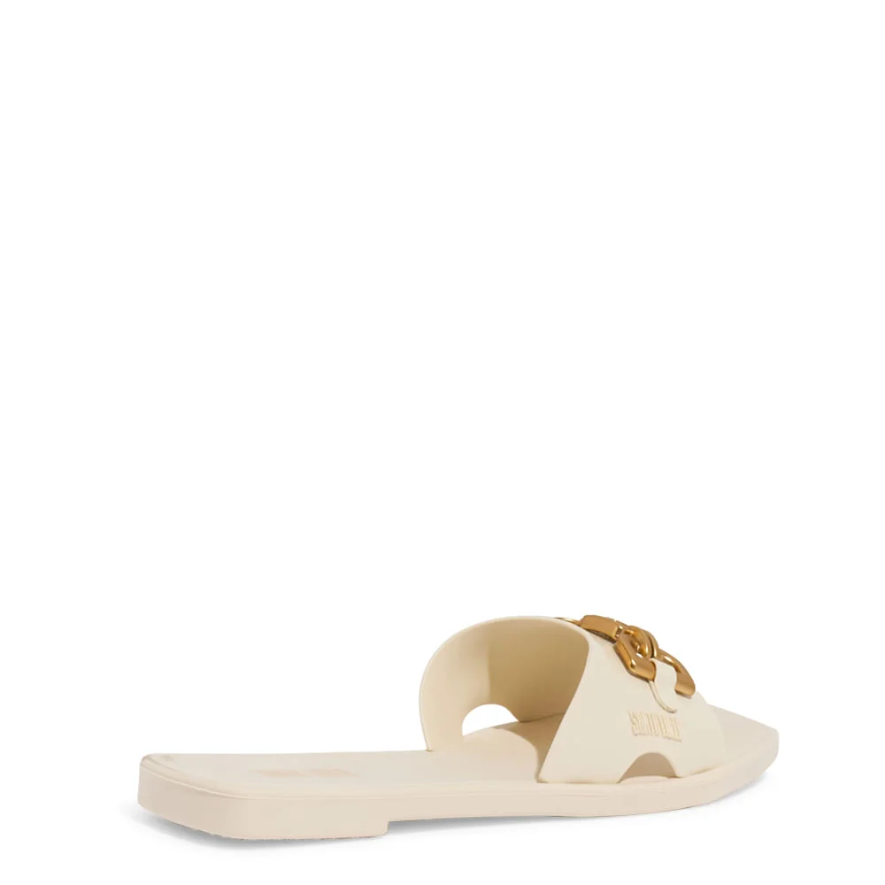 Rasteira Borracha Off White Bico Quadrado - vista 3 de 4