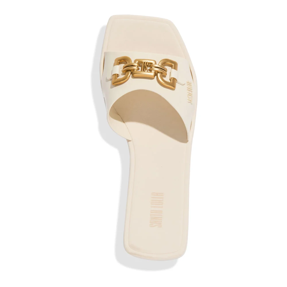 Rasteira Borracha Off White Bico Quadrado - vista 4 de 4