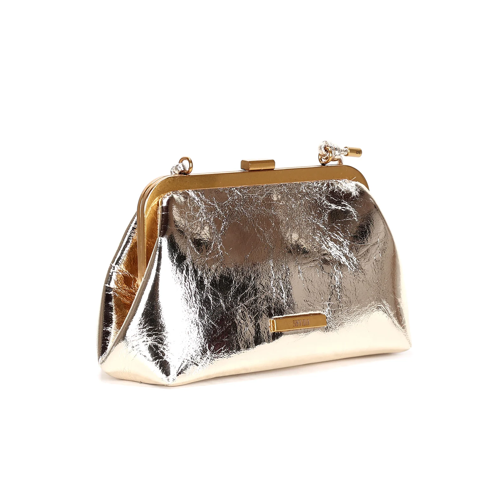 Bolsa Clutch Dourada Metalizada Transversal - vista 2 de 4
