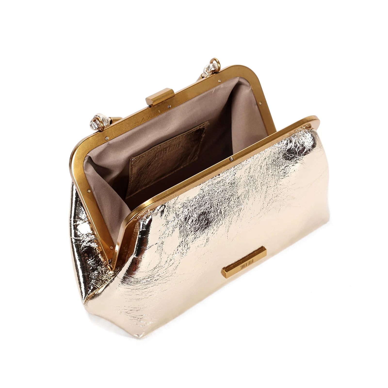 Bolsa Clutch Dourada Metalizada Transversal - vista 3 de 4