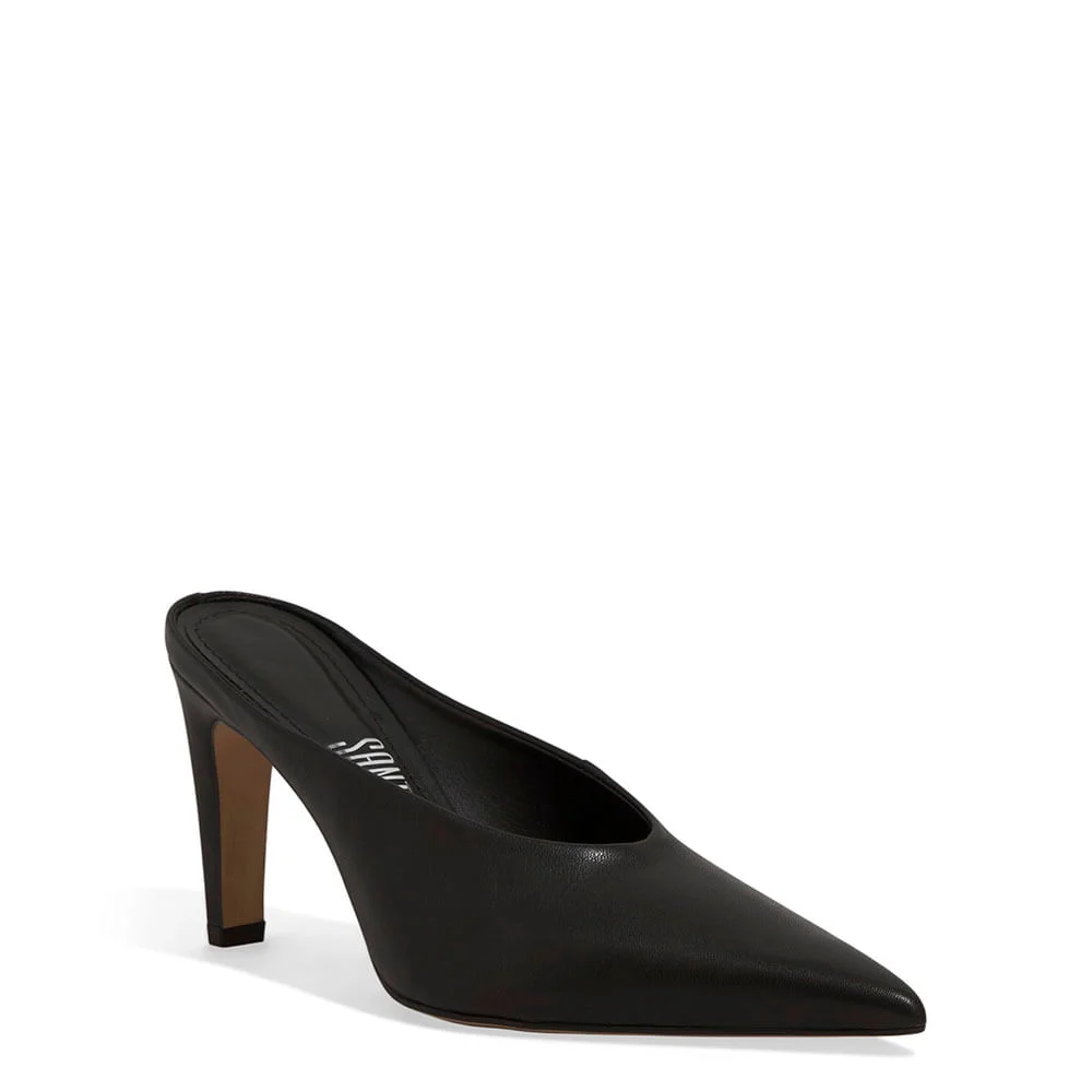 Mule Couro Pelica Soft Salto Alto Preto - vista 2 de 3