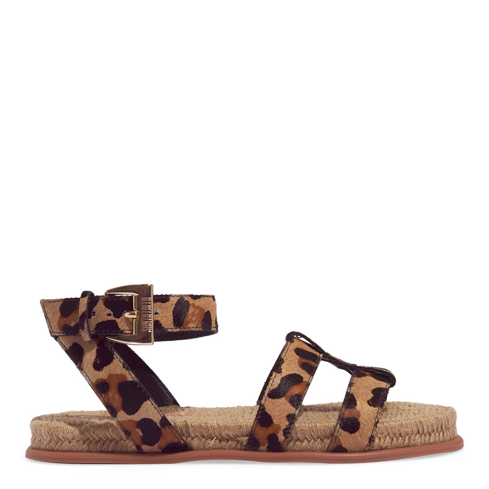 Sandália Espadrille Couro Estampa Animal Print Onça - vista 1 de 4