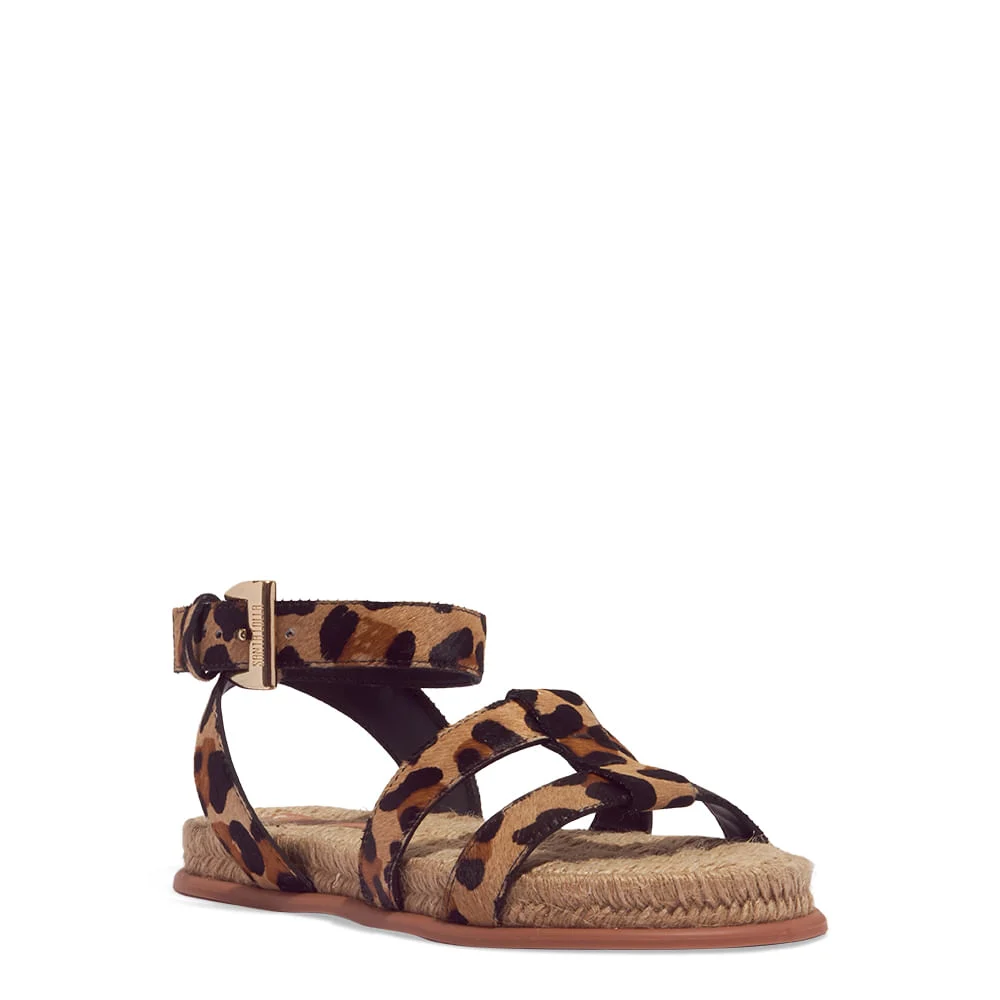 Sandália Espadrille Couro Estampa Animal Print Onça - vista 2 de 4