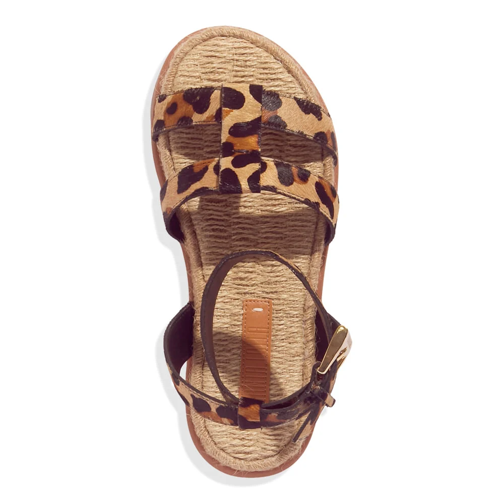 Sandália Espadrille Couro Estampa Animal Print Onça - vista 3 de 4