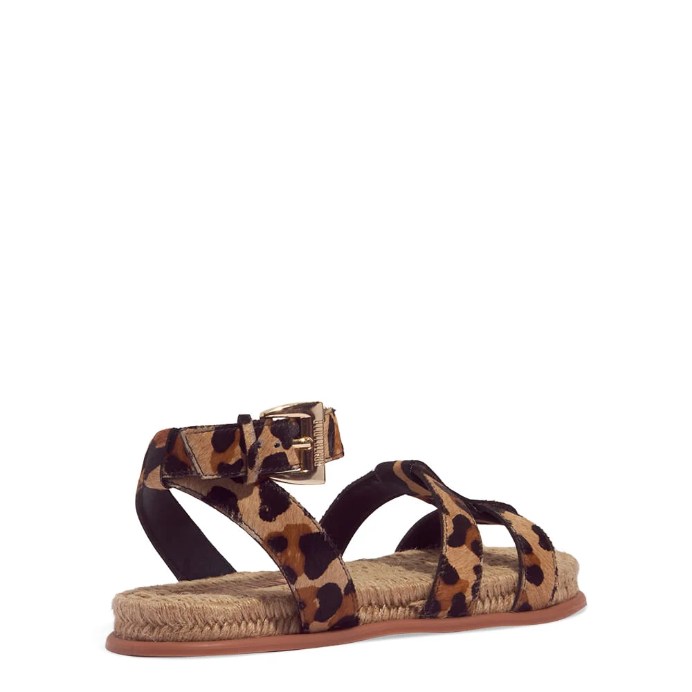 Sandália Espadrille Couro Estampa Animal Print Onça - vista 4 de 4