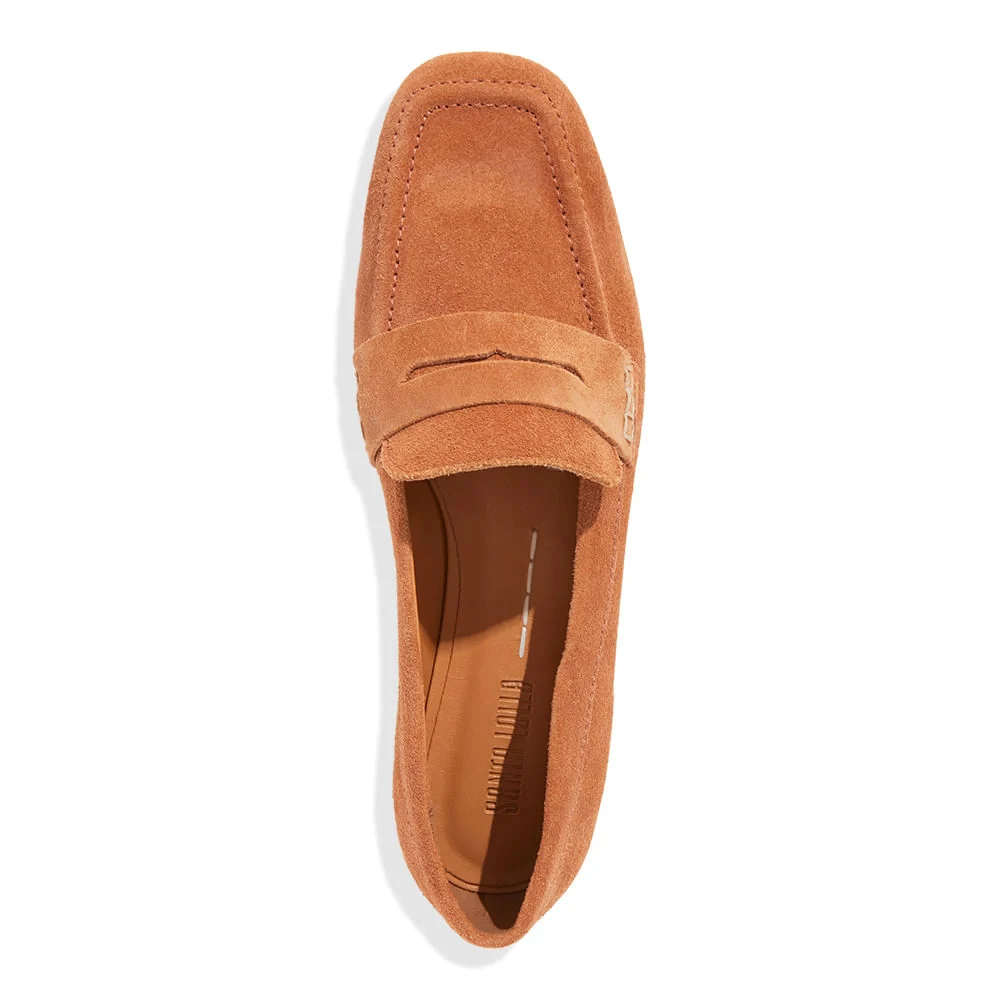 Mocassim Couro Camurção Caramelo - vista 3 de 4