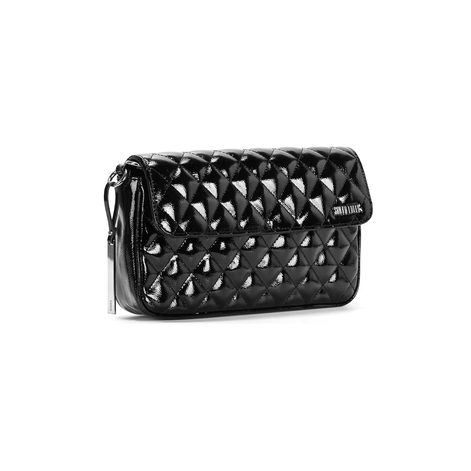 Bolsa Preta Verniz Glossy Matelassê Alça Transversal Corrente - vista 2 de 4