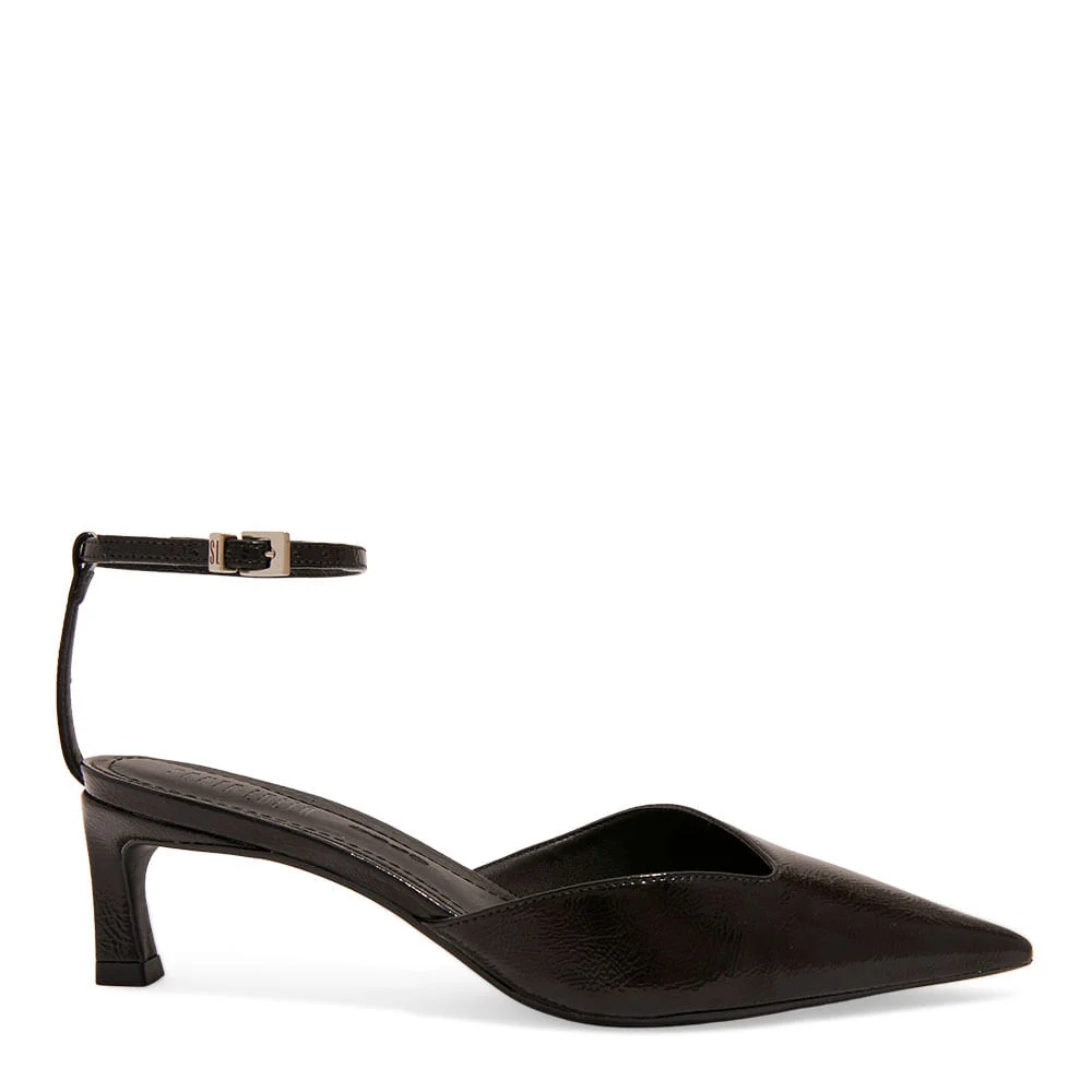 Scarpin Verniz Glossy Preto Salto Médio Bico Fino - vista 1 de 4