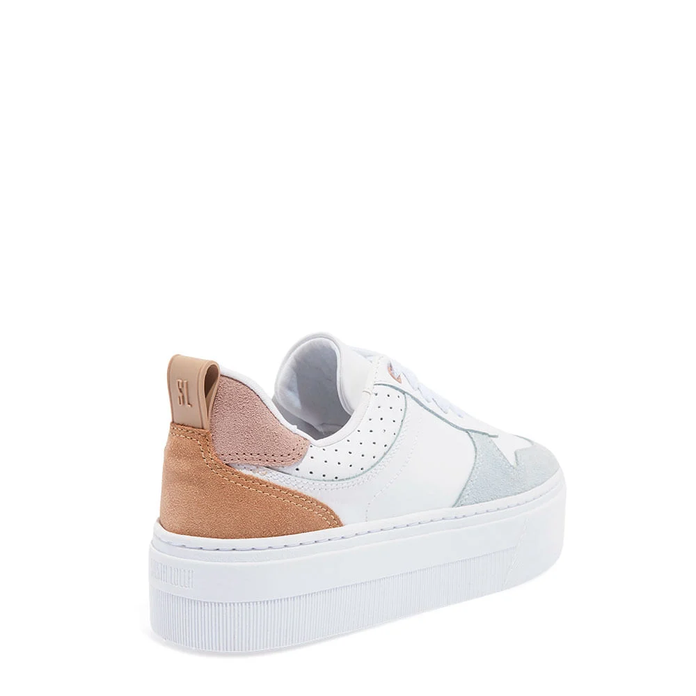 Tênis Plataforma Couro Camurça Branco Multicolor - vista 4 de 4