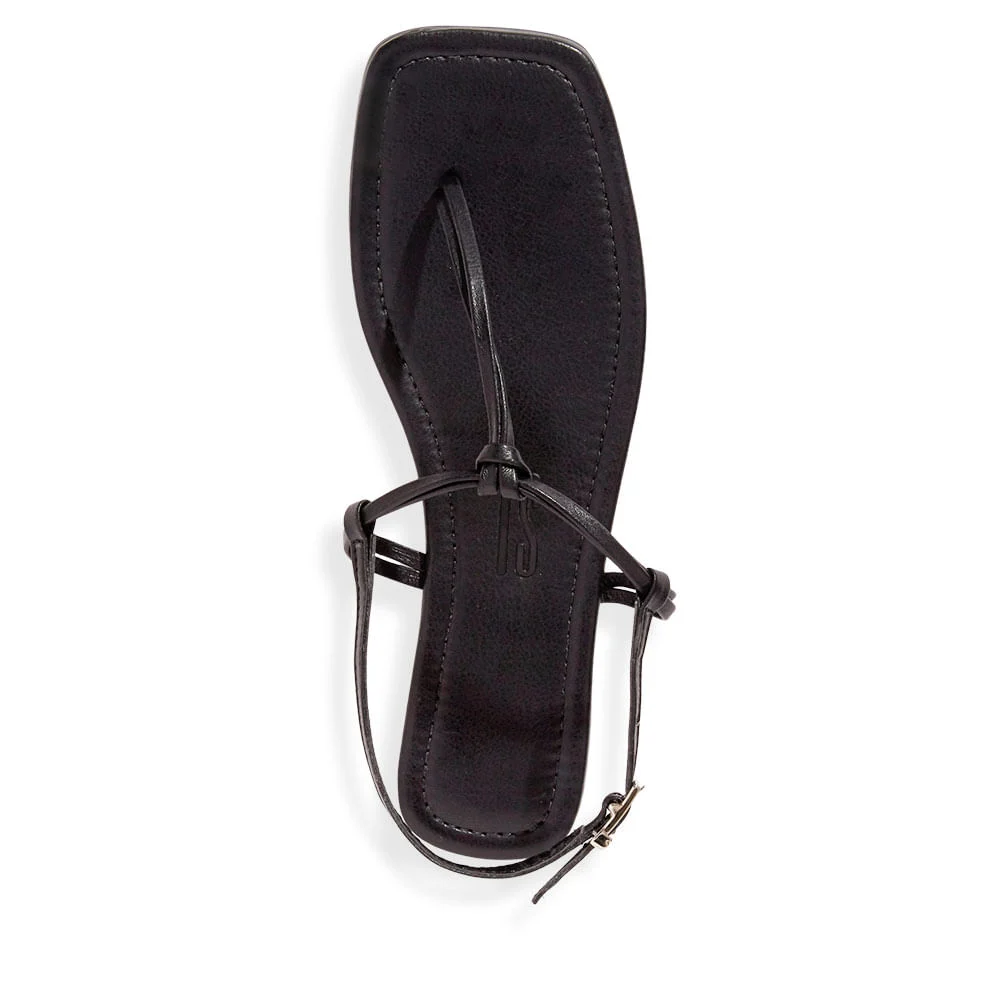 Rasteira Napa Santorine Bico Quadrado Preta - vista 3 de 4