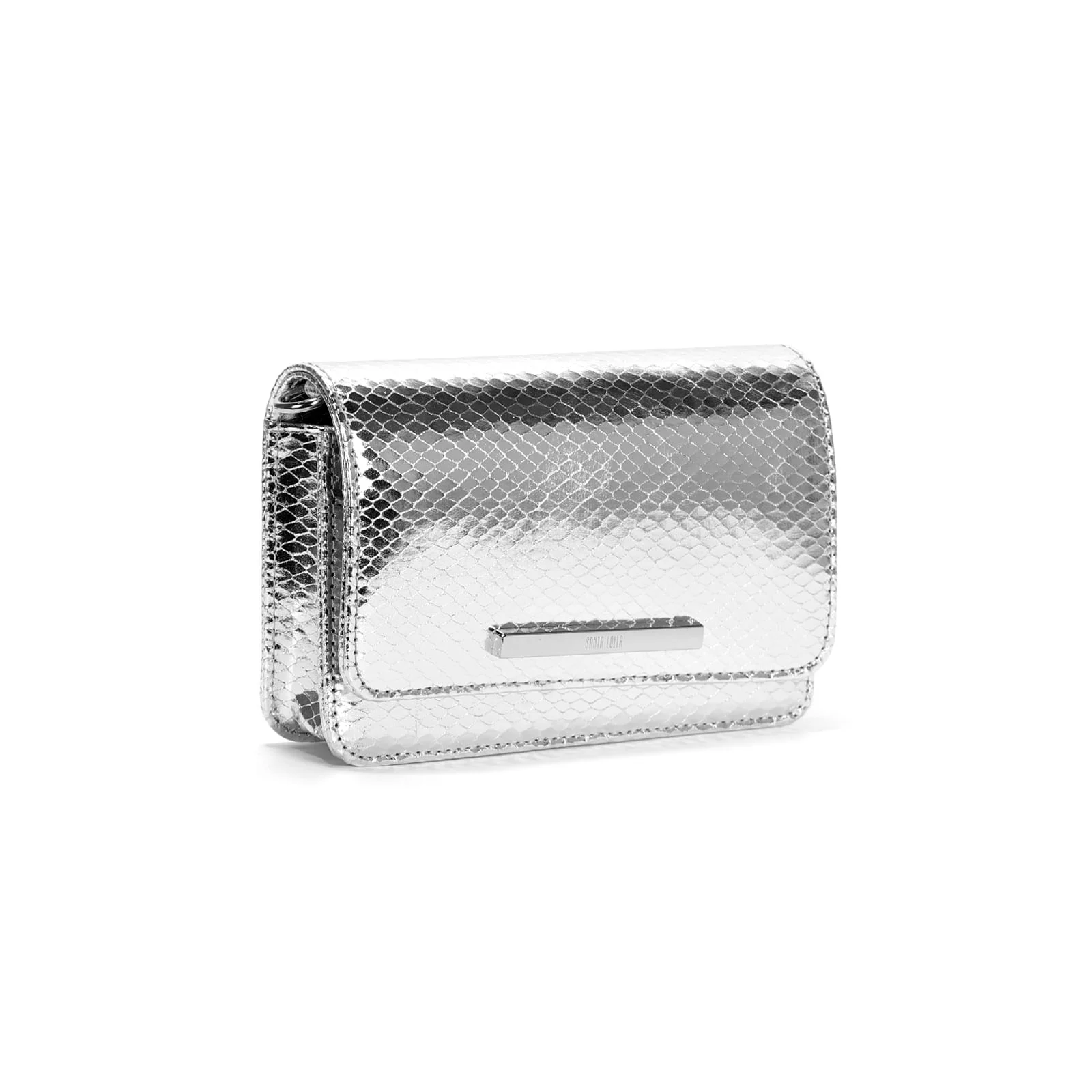 Bolsa Pequena Metalizada Prata Alça Transversal - vista 2 de 3