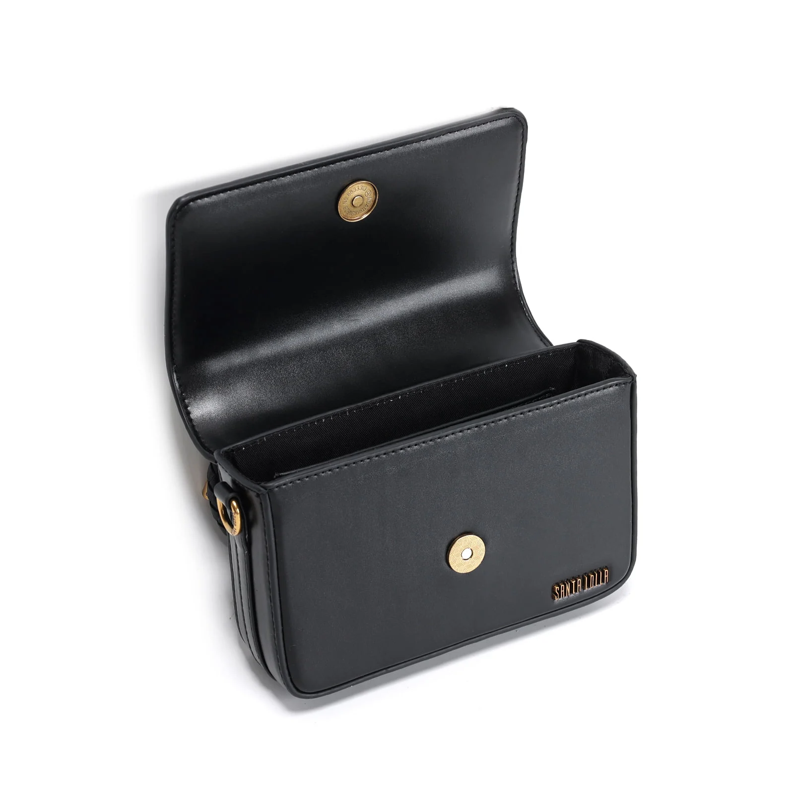 Bolsa Preta Soft Alça Transversal Metalizada - vista 4 de 5