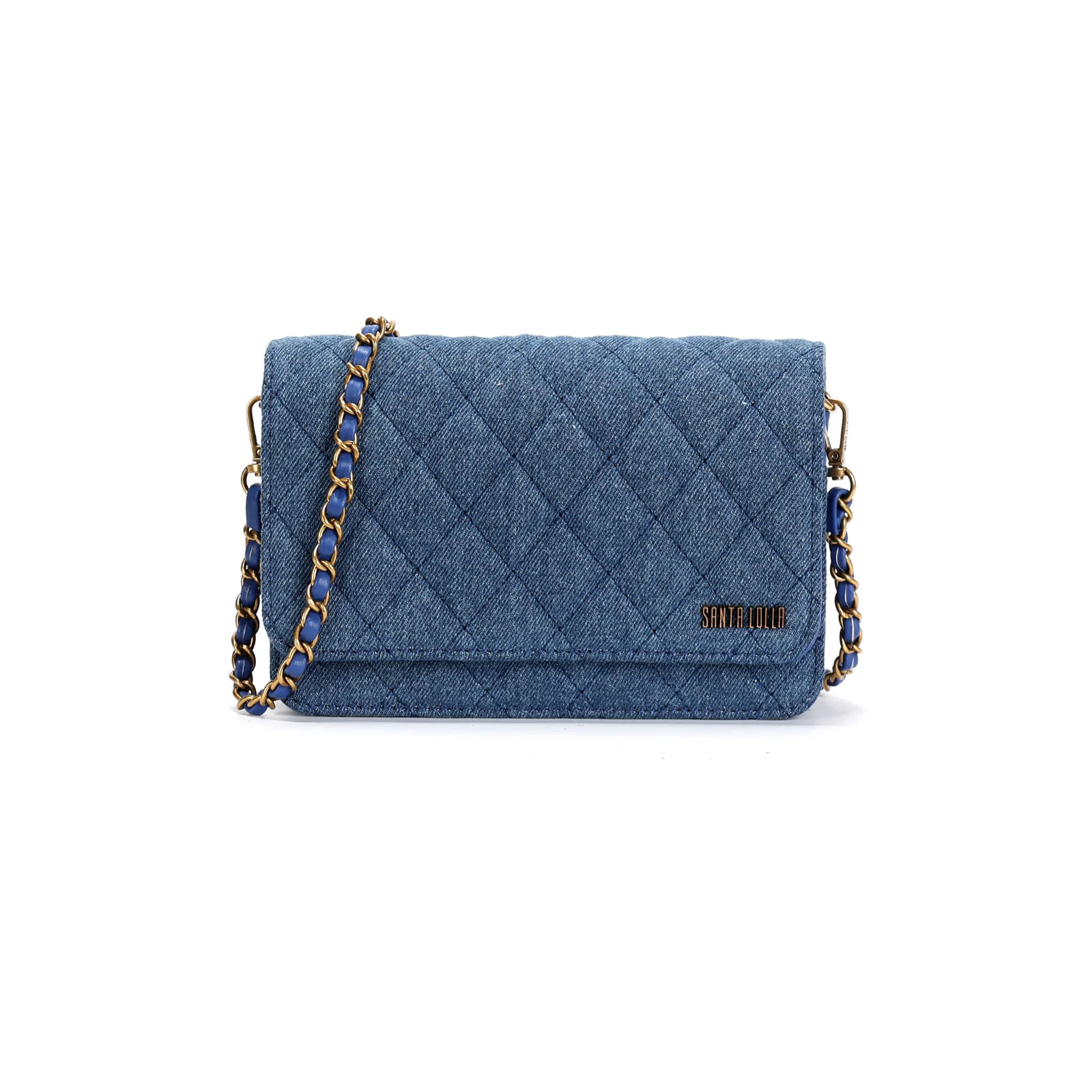Bolsa Matelassê Jeans Azul Alça Transversal - vista 1 de 3