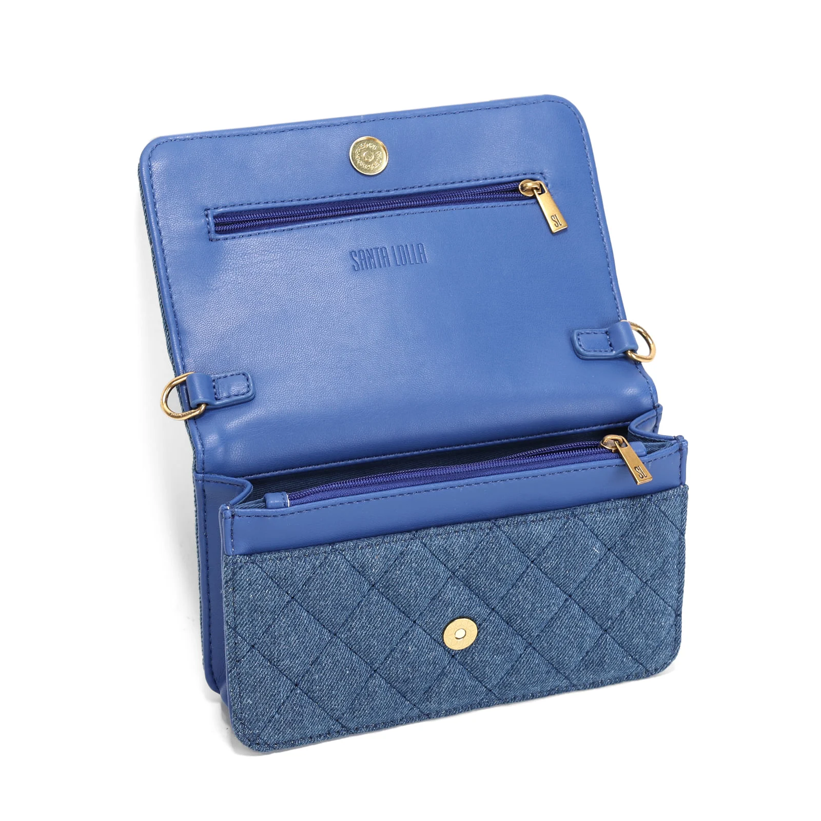 Bolsa Matelassê Jeans Azul Alça Transversal - vista 3 de 3