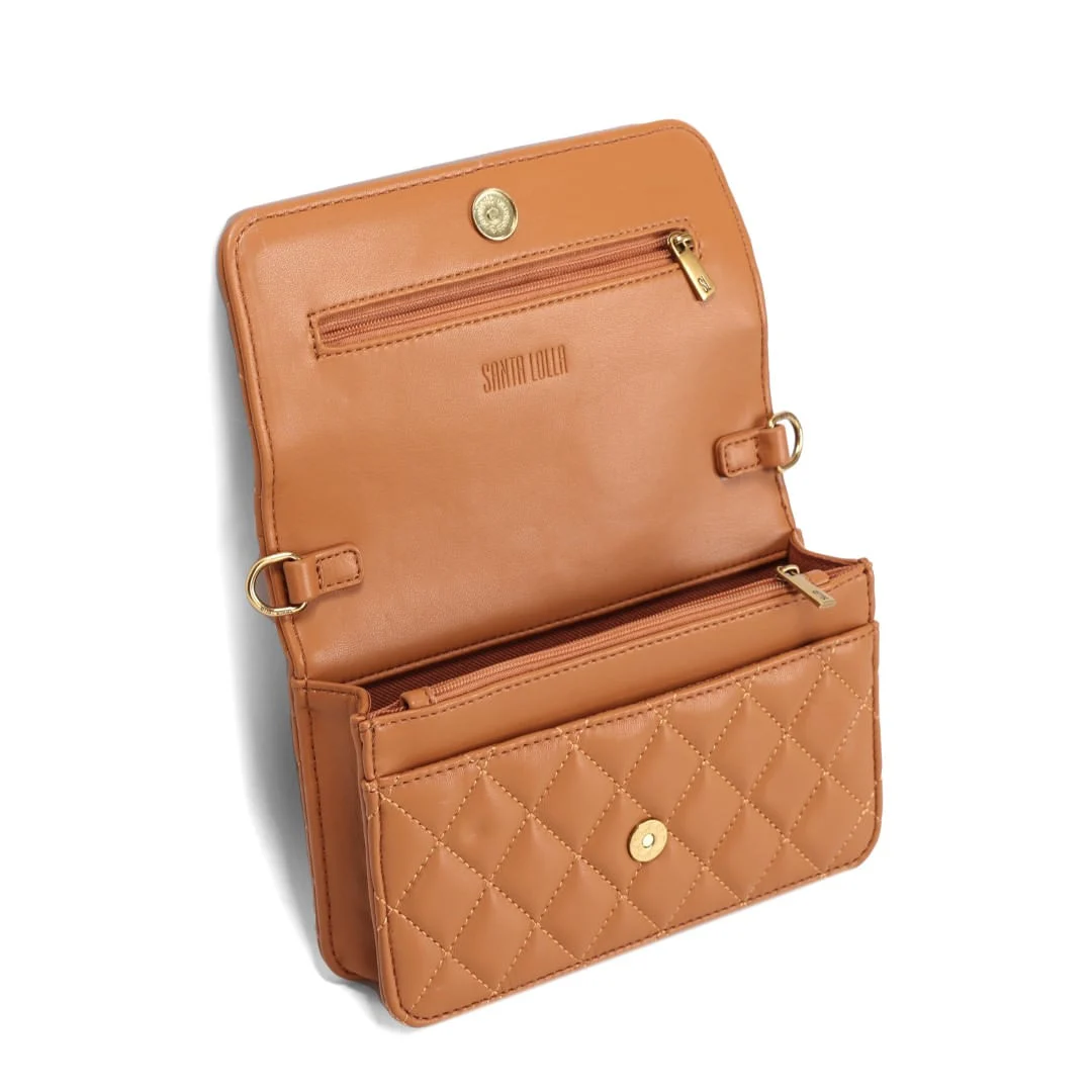 Bolsa Matelassê Caramelo Alça Transversal - vista 3 de 3