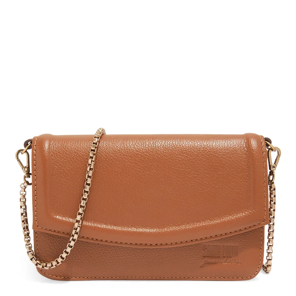 Bolsa Couro Floater Marrom Safari Alça Corrente Transversal - vista 1 de 3