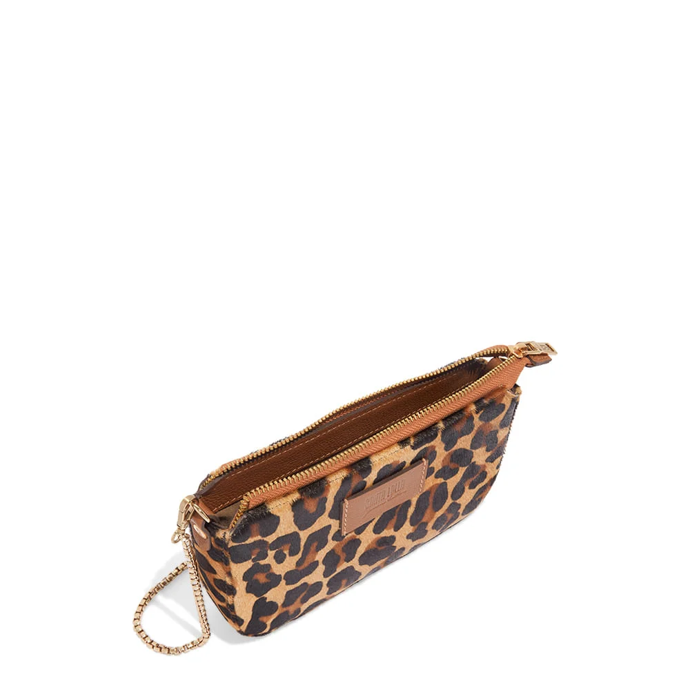 Bolsa Couro Estampa Animal Print Alça Corrente Transversal - vista 3 de 3