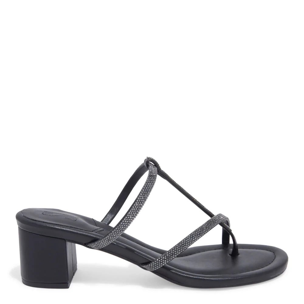 Mule Preto Napa Soft Salto Médio TirasBrilho - vista 1 de 3