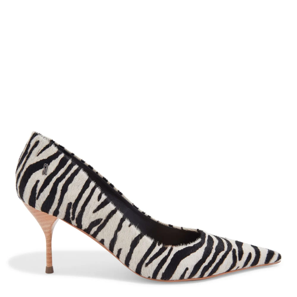 Scarpin Couro Estampa Animal Print Zebra Bico Fino - vista 1 de 3