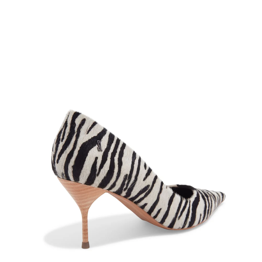 Scarpin Couro Estampa Animal Print Zebra Bico Fino - vista 3 de 3